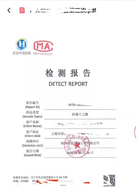 土工膜完整性檢測報(bào)告